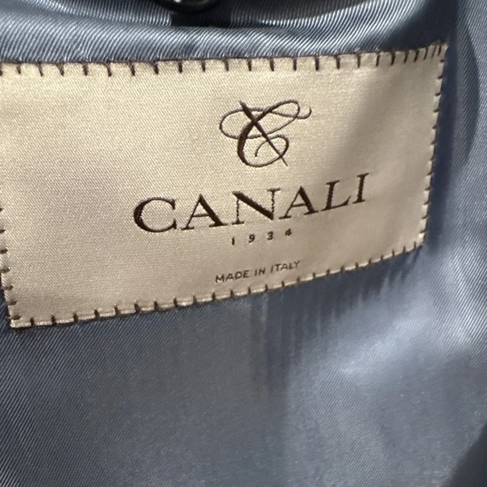 Current Canali 1934 Wool Blazer Sport Coat Gray/Blue Houndstooth Tailored 44R